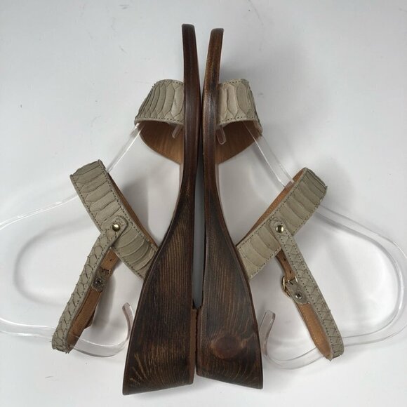 NEW Ancient Greek Leather Sandals Taupe Cream Snake Print Wedge Sandals - Picture 3 of 16